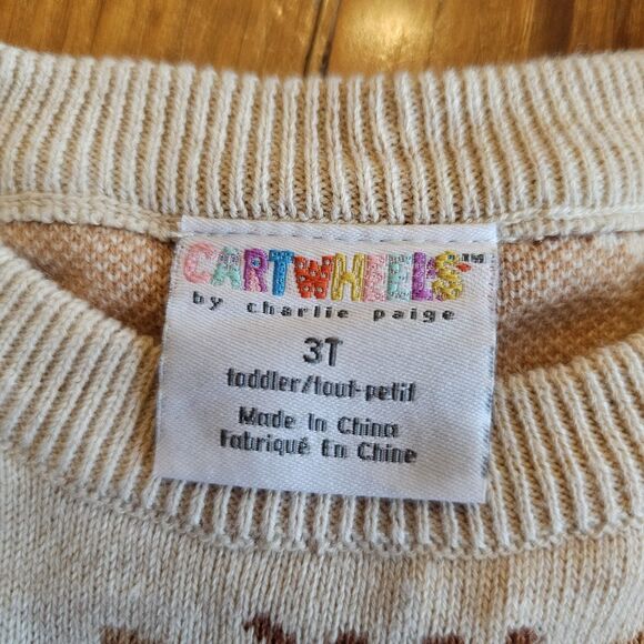 Cartwheels By CHARLIE PAIGE rudolph Reindeer Knit Sweater Toddler 3t Holiday - Picture 2 of 5